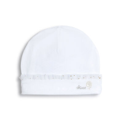 Infant Girls White Applique Cap